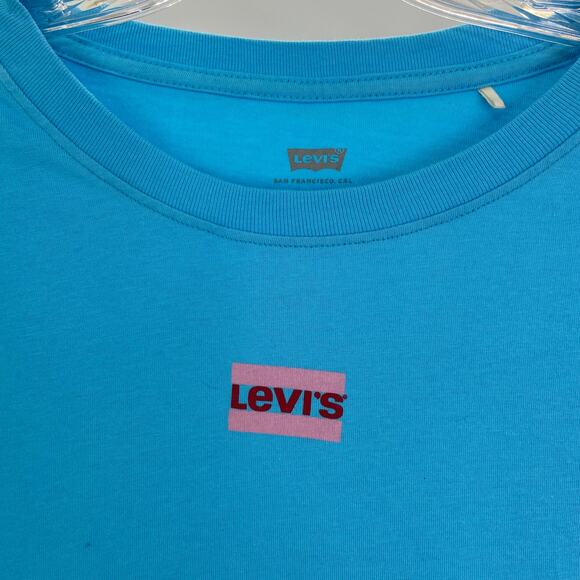 LEVI'S Aqua Cake Graphic Short Sleeve Crew Neck T-shirt Tee Cotton Unisex XS - Picture 6 of 13